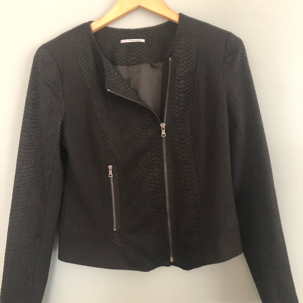 T Tahari Moto-Style Blazer in Black